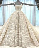 Ivory gorgeous elegant exquisite lace A-line long ball gown evening dress wedding dress HZ1023