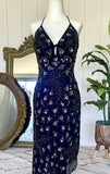 Black gorgeous vintage shiny exquisite beaded gemstone spaghetti straps long elegant tulle ball gown evening dress party dress HZ1023