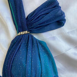 Blue shiny fashion gradient elegant spaghetti straps long chiffon elegant ball gown evening dress party dress HZ1023