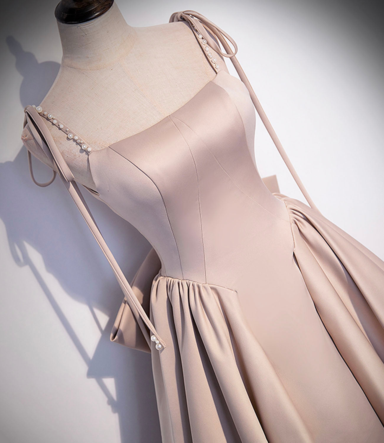 Cute satin long A line prom dress with bow HZ1023