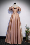 Cute satin long prom dress A line evening gown HZ1023