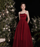 Cute burgundy two pieces detachable prom dresses HZ1023