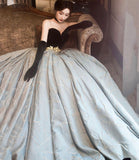 Amazing strapless lace long prom dress formal gown HZ1023