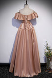 Cute satin long prom dress A line evening gown HZ1023