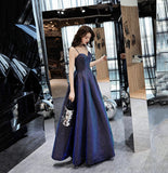 Simple satin long prom dress A line evening gown HZ1023