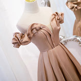 Cute satin long A line prom dress evening gown HZ1023