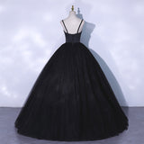Black v neck tulle long ball gown dress formal dress HZ1023