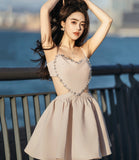 Lovely heart-shaped diamond backless prom dress party dress HZ1023