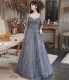 Gray tulle short prom dress gray evening dress HZ1023