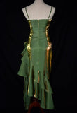 Blue shiny stylish elegant spaghetti straps long satin ball gown evening dress party dress HZ1023