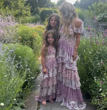 Purple Fashion Elegant Floral Long Chiffon Ball Gown Evening Dress Party Dress HZ1023