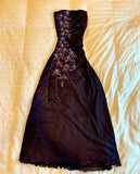 Purple Gorgeous Exquisite Embroidered Applique Beading Strapless Long Elegant Tulle Ball Gown Evening Dress HZ1023