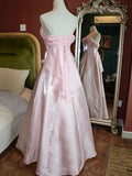 Pink Spaghetti Strap Tulle Tulle Elegant Long Satin Ball Gown Evening Dress HZ1023