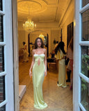 Green fashion simple long Mermaid Slim satin hollow ball gown evening dress wedding guest dress HZ1023