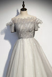 Silver tulle long ball gown dress formal dress HZ1023