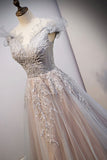 Cute lace long A line prom dress evening dress HZ1023
