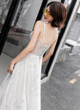 Stylish sweetheart neck tulle long prom dress, evening dress HZ1023