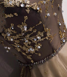 Elegant tulle sequins long prom dress evening gown HZ1023