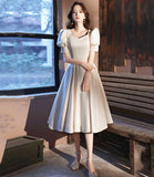 Cute satin short prom dress A line homecoming dress HZ1023