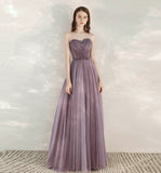 Purple tulle beads long prom dress evening dress HZ1023
