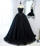Black stylish and elegant long tulle floor-length ball gown evening dress HZ1023