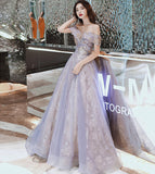 Shiny tulle sequins long prom dress evening dress HZ1023