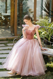 Pink/Red Cute A-line Long Prom Dress Evening Dress Graduation Party Dress HZ1023