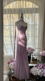 Pink Purple Gorgeous Shiny Elegant Exquisite Beaded Mermaid Slim Fit Long Chiffon Spaghetti Straps Tulle Sequins Formal Prom Dress Evening Dress Party Dress HZ1023