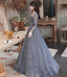 Gray tulle short prom dress gray evening dress HZ1023