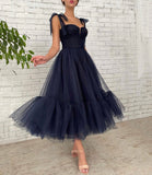Blue tulle short prom dress blue homecoming dress HZ1023