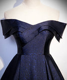 Blue Shiny Elegant Long Satin Ball Gown Evening Dress formal dress HZ1023