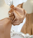 Cute satin long A line prom dress evening dress HZ1023