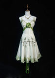 Light Green Spring Summer New Style Retro Fashion Elegant Exquisite Rhinestone Beads Floral Short Tulle Homecoming Dress Birthday Party Dress Prom Dress Evening Dress Prom Dress HZ1023