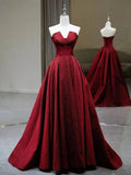 Beautiful Charming Red Fashion Simple Elegant Long Satin Floor Length Ball Gown Evening Gown Prom Dress HZ1023