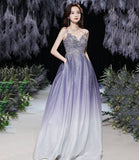 Stylish v neck lace long prom dress evening dress HZ1023