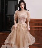 Cute tulle short A line prom dress homecoming dress HZ1023