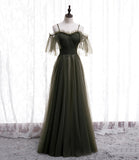 Simple tulle long A line prom dress evening dress HZ1023