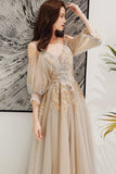 Elegant tulle lace long prom dress evening dress HZ1023