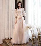 Cute tulle lace long sleeve dress evening dress HZ1023