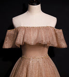 A line tulle sequins long prom dress evening dress HZ1023