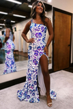 Sparkly Mermaid One Shoulder Sequins Long Prom Dresses HZ1023