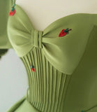 Cute strawberry long prom dress green evening gown HZ1023