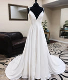 White chiffon lace long prom dress A line evening dress HZ1023