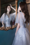 Gray tulle sequins short prom dress homecoming dress HZ1023