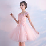 Cute tulle lace short prom dress hoco dress HZ1023