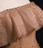A line tulle sequins long prom dress evening dress HZ1023