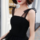 Black tulle short prom dress party dress HZ1023