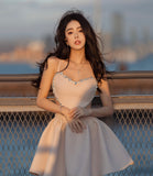Lovely heart-shaped diamond backless prom dress party dress HZ1023