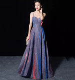 Shiny satin long A line prom dress simple evening dress HZ1023