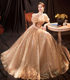 Shiny tulle long A line prom dress evening dress HZ1023